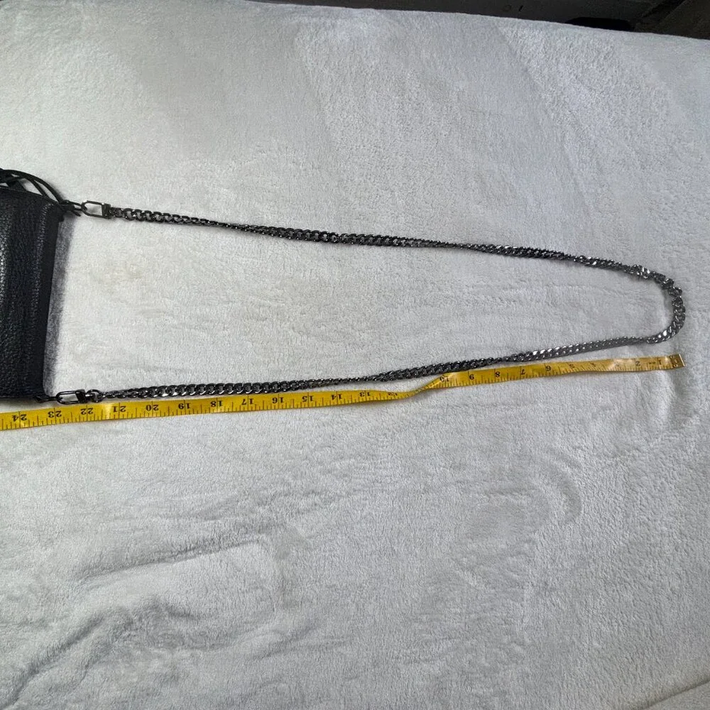 Rebecca Minkoff Black Fringe Crossbody Bag | Leather Chain Strap Boho Festival - Picture 7 of 7